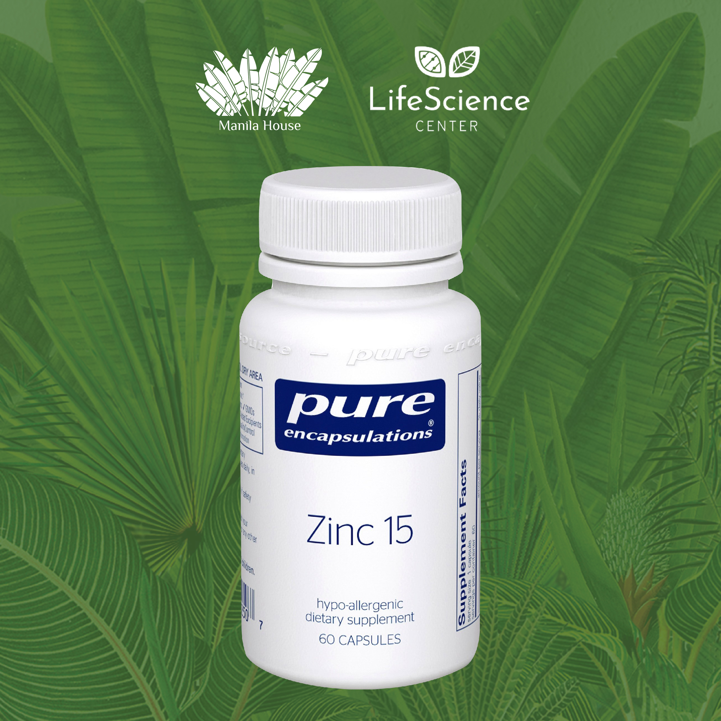 Pure Encapsulations Zinc Picolinate for Sale from the Retail Shop of Manila House Private Club Inc
